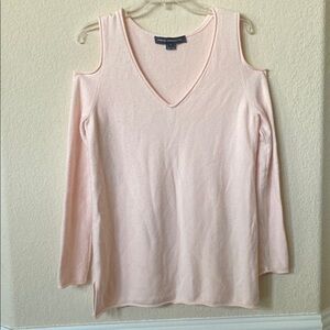 French Connection Pink Cold Shoulder Light Weight Sweater Top Size L